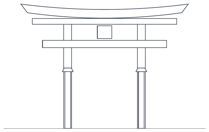 Line drawing of the Itsukushima torii